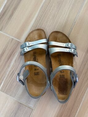 Papillio Metallic Silver Double-Strap Sandals